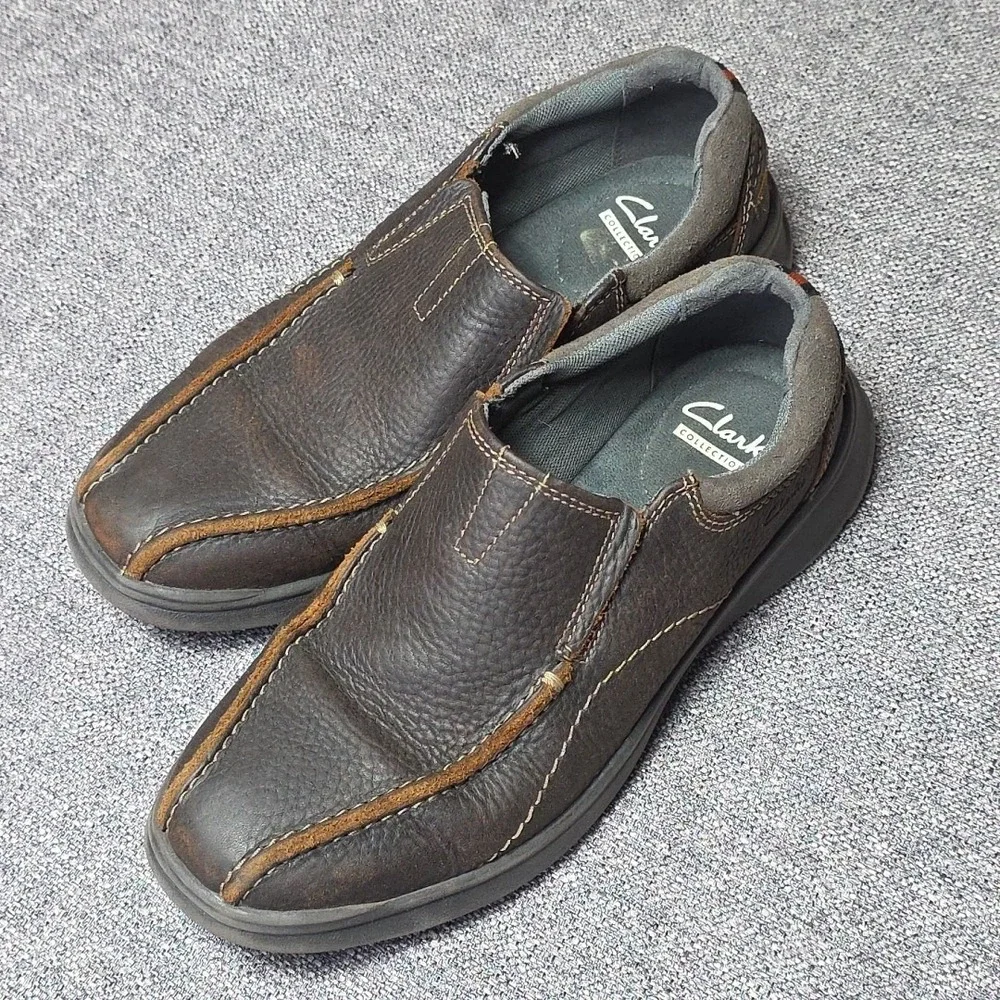 Clarks Cotrell Step Sneakers Mens sz 7 M Brown Leather Slip On Shoes Low Top - Picture 2 of 5